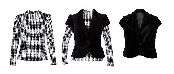 Image showing A collage of patterned blouses with 