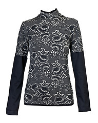 Image showing black women's blouse with a floral pattern in the studio