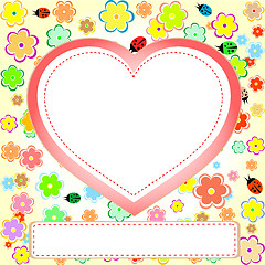 Image showing cute scrap set with flower, heart, ladybug and empty space