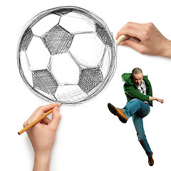 Image showing sketch soccer football ball and male