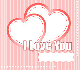 Image showing valentines hearts two shapes on pink pattern background