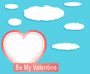 Image showing Valentine heart balloons and clouds against blue sky