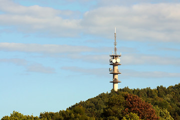 Image showing Communication tower with forest