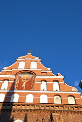 Image showing Church tower Jesus crucified religious picture 