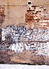 Image showing Dilapidated wall background wall paint graffiti 