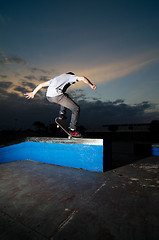 Image showing Skateboarder on a grind