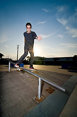 Image showing Skateboarder on a slide