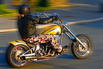 Image showing Biker on the road