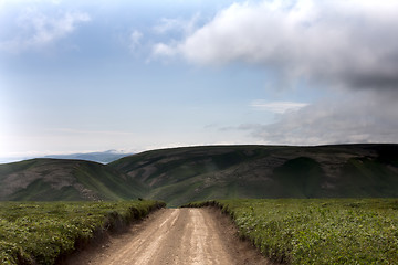 Image showing Mountain dirt road on pass