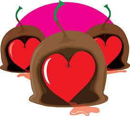 Image showing Chocolate Cherry Heart