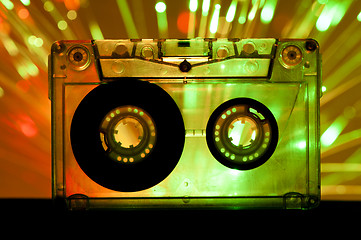 Image showing Transparent Cassette tape disco lights background