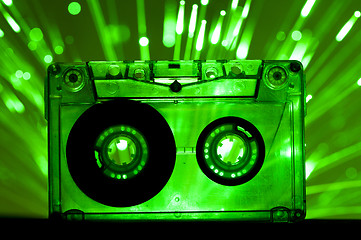 Image showing Transparent Cassette tape disco lights background