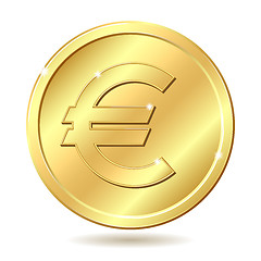 Image showing golden coin with euro sign