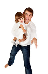 Image showing dad and daughter shown his hand in the studio