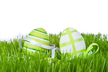 Image showing easter eggs in grass