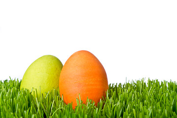 Image showing easter eggs in grass