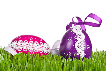 Image showing easter eggs in grass