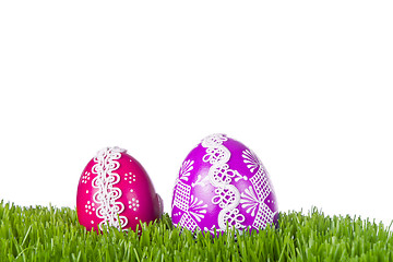 Image showing easter eggs in grass