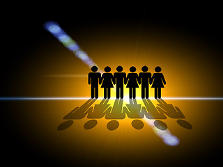 Image showing In the light. People silhouettes in the center of the light