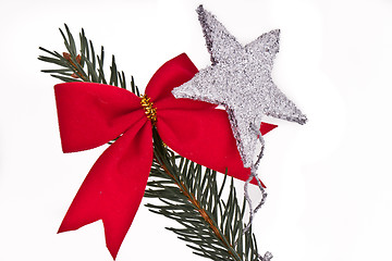 Image showing decorated Christmas tree branch