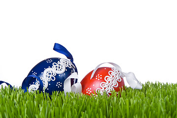 Image showing easter eggs in grass