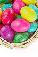 Image showing colorful easter eggs in basket