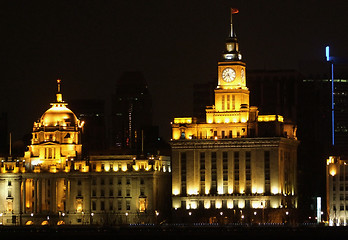 Image showing The Bund in Shanghai at night