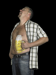 Image showing laughing man with beer belly