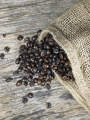 Image showing coffee beans and jute bag