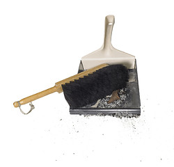 Image showing dustpan with besom and dirt