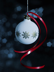 Image showing Christmas bauble with red bow