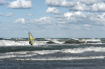 Image showing windsurfer in wavy sea