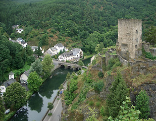 Image showing Esch sur SÃ»re with castle ruin