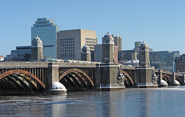 Image showing Boston scenery with bridge and river