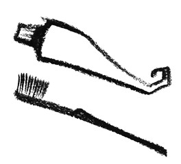 Image showing sketched toothbrush and toothpaste