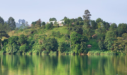 Image showing waterside scenery near Rwenzori Mountains in Africa