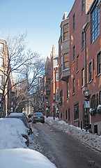 Image showing Boston street scenery at winter time