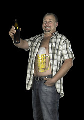 Image showing man with belly and beer