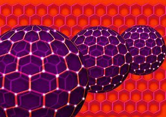 Image showing Three spheres and honeycombs