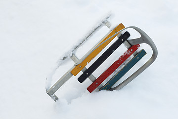 Image showing small old toy sled 