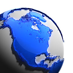 Image showing A fragment of the Earth with continents of blue glass