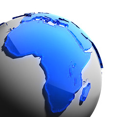 Image showing A fragment of the Earth with continents of blue glass