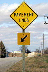 Image showing Pavement Ends Sign