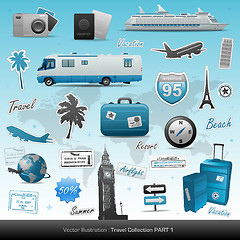 Image showing Travel icons symbol collection. Vector illustration