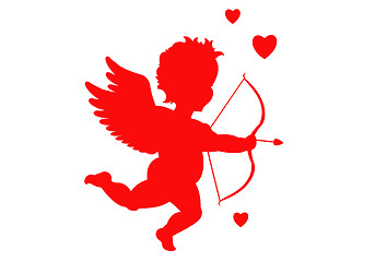Image showing Red cupid silhouette