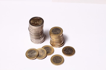 Image showing Coin towers and coins