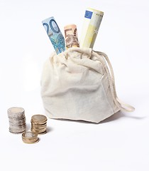 Image showing Money sack with bills and coins