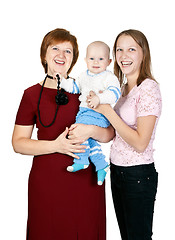 Image showing mother and grandmother with her grandson in the studio