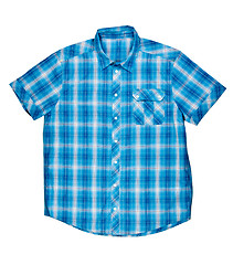 Image showing checkered blue shirt with short sleeves