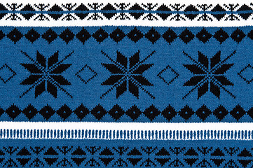 Image showing knitted blue background with a pattern